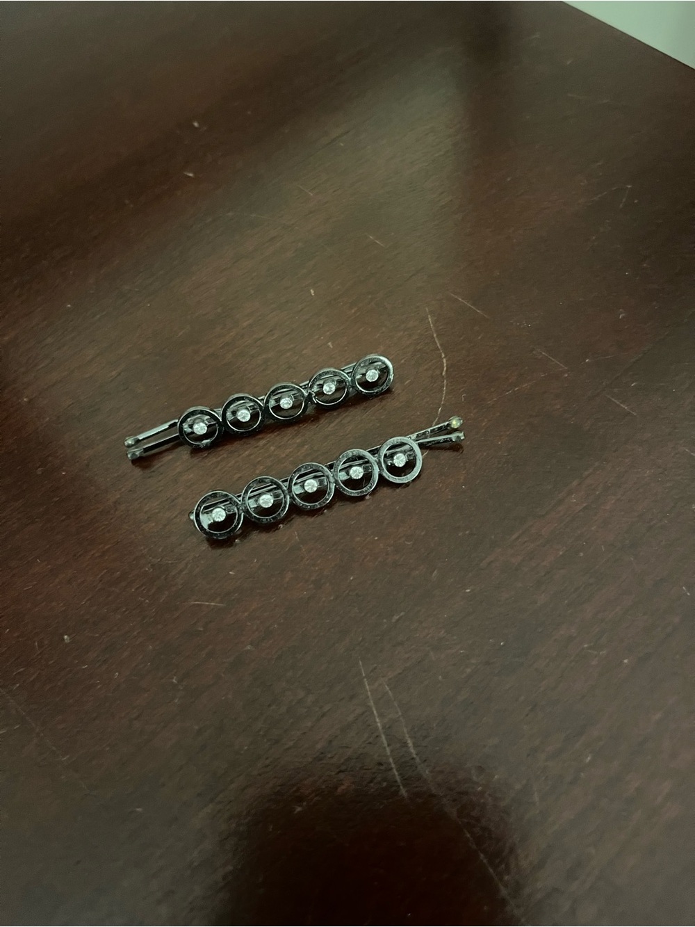 Rhinestone Accent Hair Pins - Silver Tone